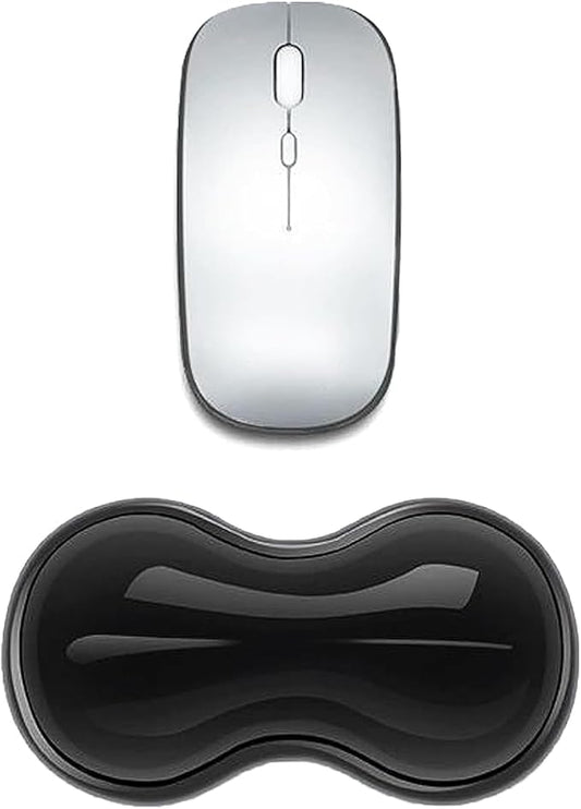 Mouse Wrist Rest Pad, 5.71" Ergonomic Cool Silicone Gel Wrist Support Pad for Effortless Typing & Pain Relief, Non-Slip Base Wrist Support Cushion for Gaming, Computers, Laptops, Office Use Black