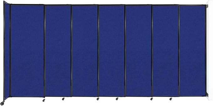 Wall-Mounted Sliding StraightWall Room Divider | Adjustable Widths | Locking Wheels | Room Separator | Up to 15'6" Wide x 7'6" Tall Royal Blue Fabric Panels