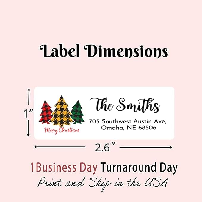 Personalized Christmas Return Address Labels - Custom Holiday Return Address Labels, Set of 120 Self Adhesive Mailing Rectangle Personalized Name Stickers (Pattern 4)