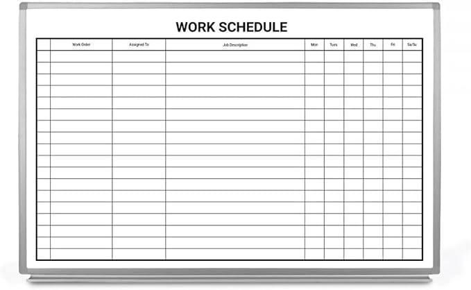 Work Schedule Whiteboard 36" x 24"