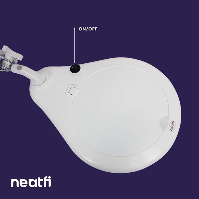 Neatfi Elite XL HD Super LED Magnifying Lamp with Clamp, Glass Lens, 6500K, Glare-Free (7 Inch Lens, White)
