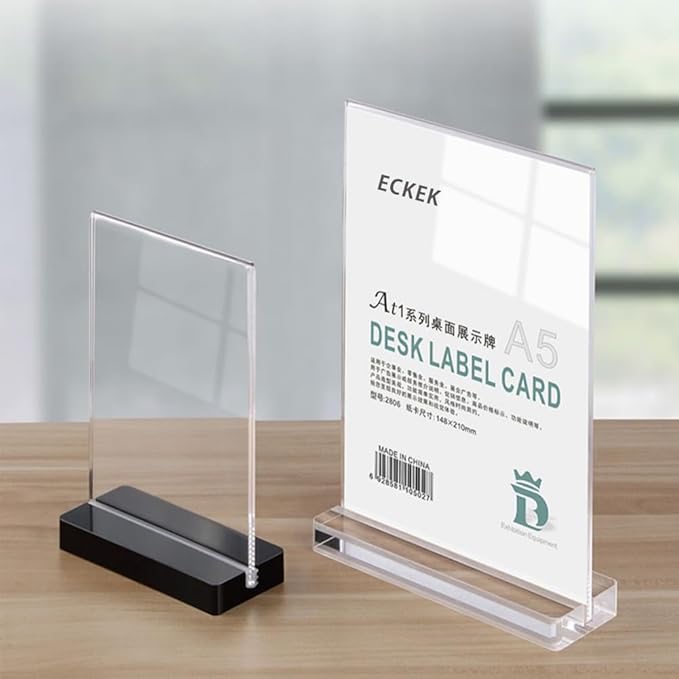 2 Pack Acrylic Sign Holder Menu Displays Double Sided Sign Stand A4/A5/A6 Clear (Transparent Vertical A4 210×297mm/8.27×11.69 inches)