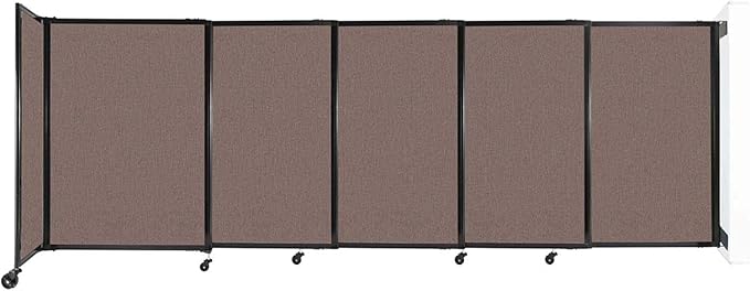 Wall-Mounted Sliding StraightWall Room Divider | Adjustable Widths | Locking Wheels | Room Separator | Up to 11'3" Wide x 4' Tall Latte Fabric Panels