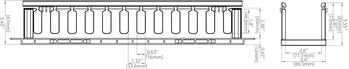 Raising Electronics 19 Inch 2U Rack Mount Cable Management Unit 12 Slots with Panel Plastic