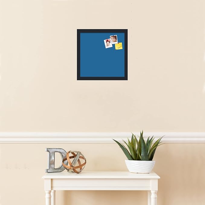 PinPix 13x13 Inch Cork Bulletin Board. This Decorative Framed Pin Board Comes with Navy Pastel Design and a Satin Black Frame. Ideal for Home Office Decor or Message Board (PinPix-1811)