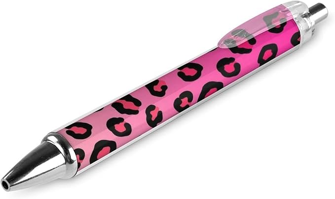 Fashion Smooth Writing Pens with Refillable Black Ink, Retractable Ball Point Pen Cheetah Leopard Blush Pink Ballpoint Pens for Writing Drawing, 2 Pcs