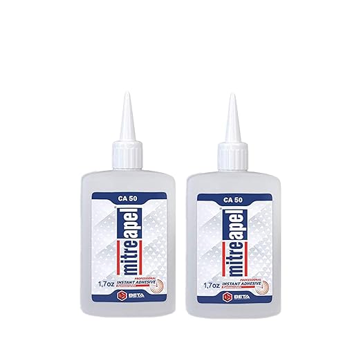 MITREAPEL Cyanoacrylate (CA) Super Glue (2x1.7 oz) for Plastic, Metal, Leather, Ceramic - Fast Adhesive for Woodworking, Hobby Models, Carpentry - 2 Pack