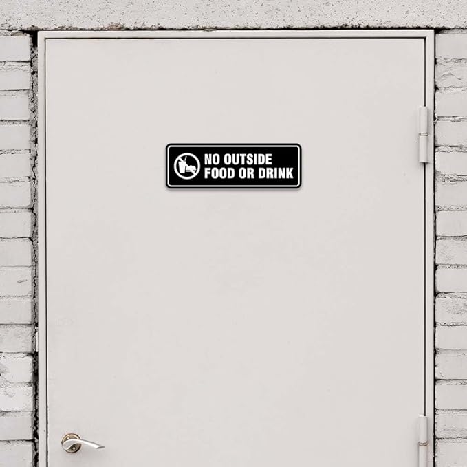 Standard No Outside Food or Drink Door/Wall Sign -Red - Small 5 Pack