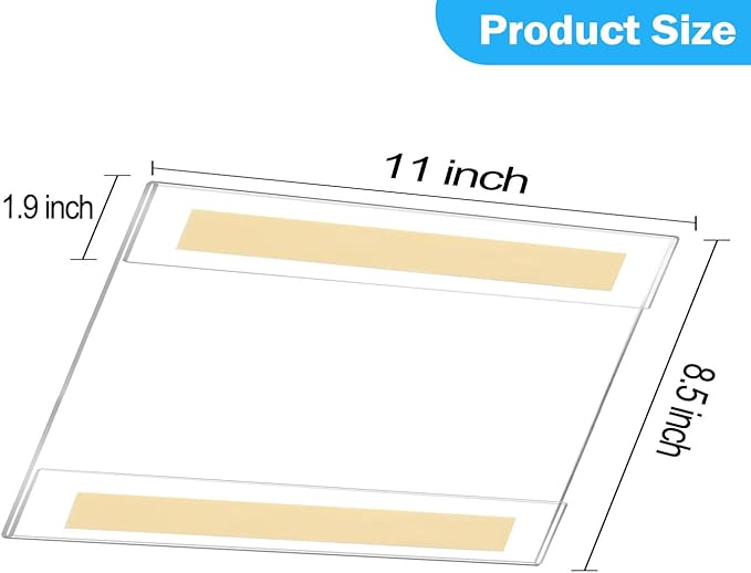 6 Pack 11x8.5 inch Acrylic Sign Holder, Horizontal Clear Plastic Frame for Paper, Wall Mount Sign Holders with Double Side Tape Adhesive for Home, Office, Store, Restaurant