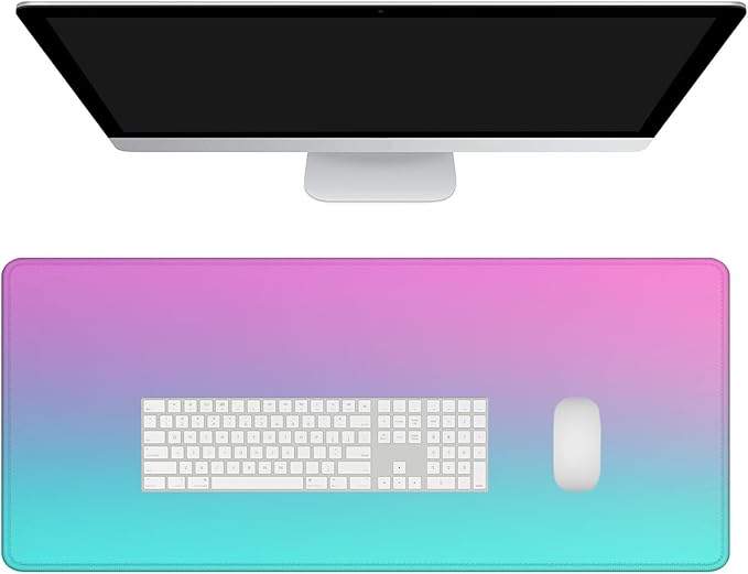 Mrcrypos Turquoise Large Mouse Pad Blue Purple Desk Mat for Desktop,Waterproof Desk Pad with Stitched Edges,Computer Keyboard Gaming Mouse Pads for Women Office Home 31.5" x 11.8"