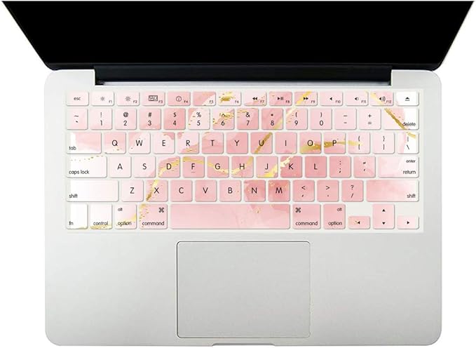 Case Compatible with MacBook Air 13 inch (Models: A1369 & A1466, Older Version 2010-2017), 2 in 1 Plastic Hard Shell Protective Case Cover & Keyboard Protector - Pink Marble