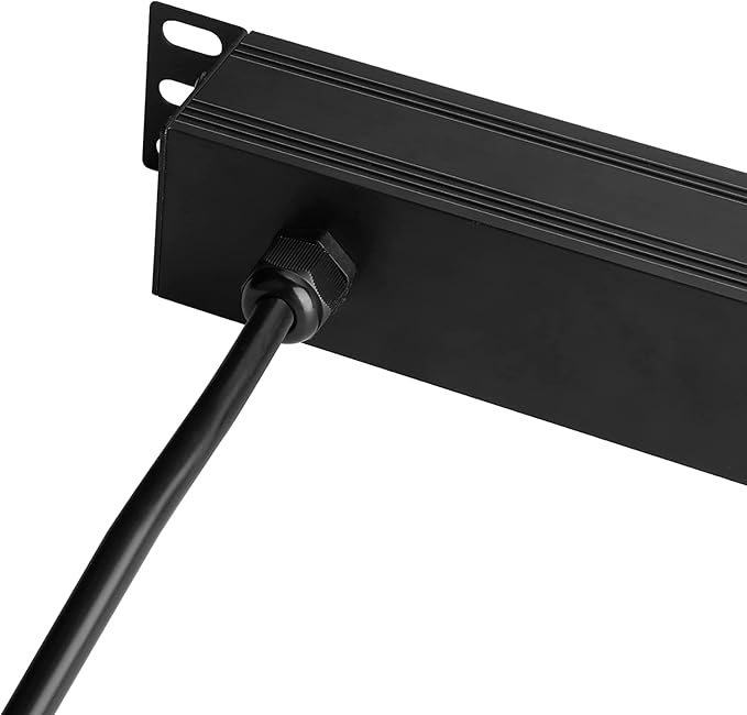 BTU Power Strip Surge Protector Rack-Mount PDU, 8 Right Angle Outlets Wide-Spaced, Mountable Power Strip Heavy Duty for Server Racks, Commercial, 300J (Black 10FT)