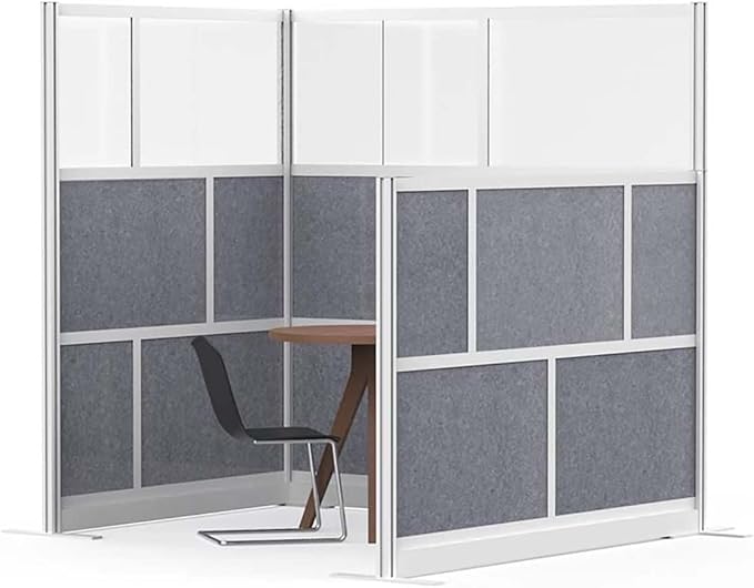 Stand Up Desk Store Expanse Modular Wall | 70'' x 70'' Wall | Expandable Partition Room Divider with Rearrangeable Frosted Acrylic & Sound Absorbent Panels (Silver Frame)