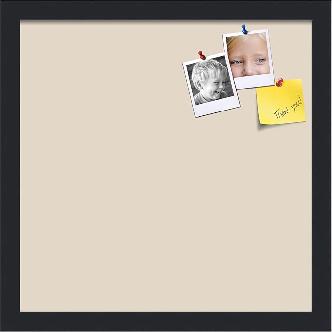 PinPix 15x15 Inch Cork Bulletin Board. This Decorative Framed Pin Board Comes with Desert Pastel Design and a Satin Black Frame. Ideal for Home Office Decor or Message Board (PinPix-1815)