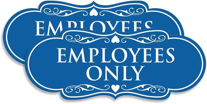 Designer EMPLOYEES ONLY Sign | Easy Installation | Office or Business Signs | Workplace Safety - Blue - Large (2 Pack)
