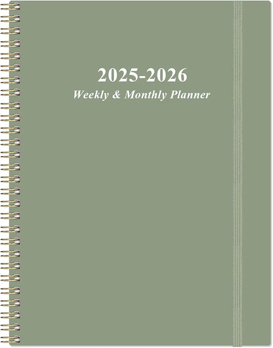 2025-2026 Planner - Academic Planner 2025-2026 from July 2025 to June 2026 with 12 Monthly Tabs, Flexible Cover, Inner Pocket, 8.5" x 11", Green