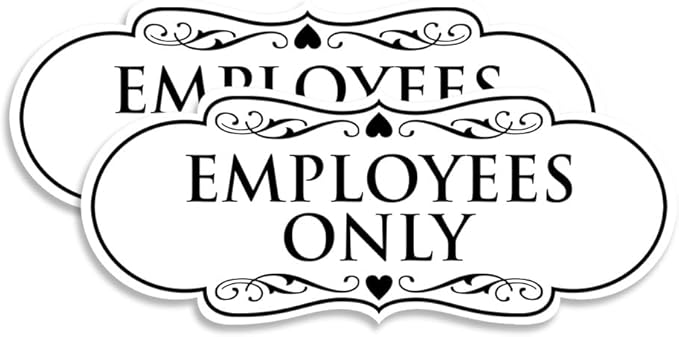 Designer EMPLOYEES ONLY Sign | Easy Installation | Office or Business Signs | Workplace Safety - White - Medium (2 Pack)