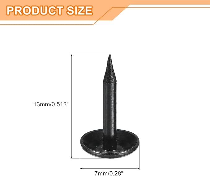 uxcell Upholstery Tacks Nail Pins Furniture, 150Pcs 7x13mm Thumb Tack Pins Assortment Kit Carbon Steel for Home Sofa DIY Decorative Nail Heads Nails, Black