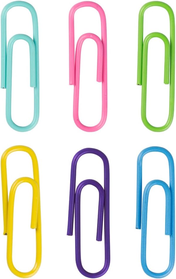 JAM PAPER Colorful Standard Paper Clips - Regular 1 Inch Paperclips - Spring Assortment - 6 Packs of 100