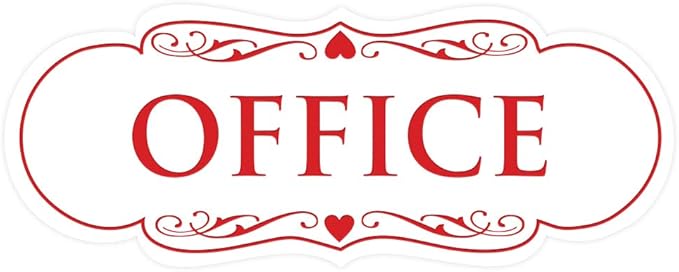 All Quality Designer Office Sign | Easy Installation - White/Red - Large (1 Pack)