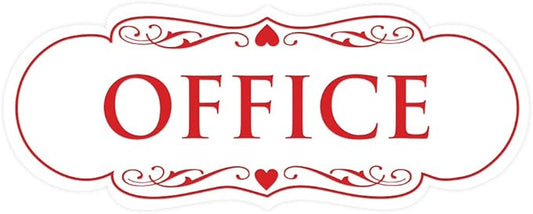 All Quality Designer Office Sign | Easy Installation - White/Red - Large (1 Pack)