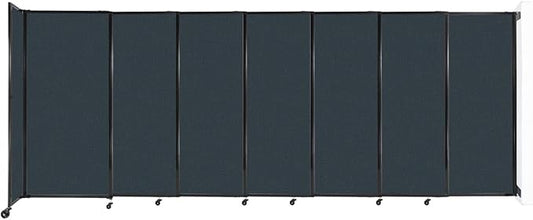 Wall-Mounted Sliding StraightWall Room Divider | Adjustable Widths | Locking Wheels | Room Separator | Up to 15'6" Wide x 6' Tall Blue Spruce Fabric Panels
