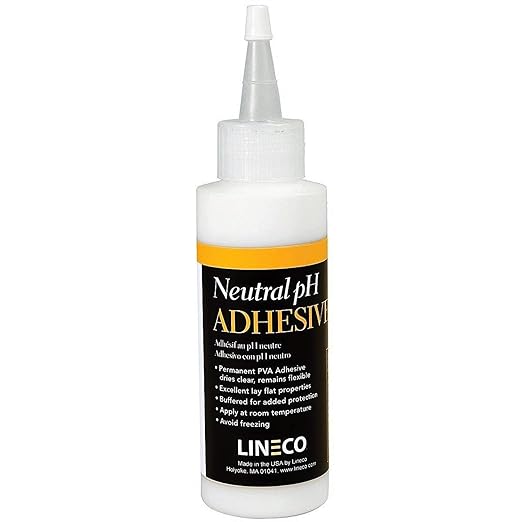 LINECO Neutral pH Adhesive, 4 Oz, Acid-Free, All-purpose Glue, Dries Clear and Remains Flexible, Used for Bookbinding and Book Repair, Framing, Collages, Paper Art and Crafts