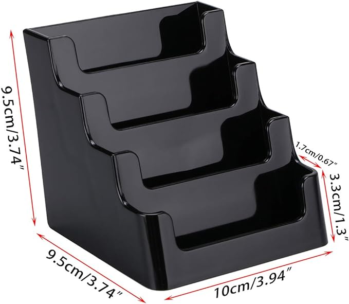 Hipiwe 2 Packs 4-Tier Acrylic Business card Holder Stand Clear Desktop Index Card Filing Card Holder Diaplay