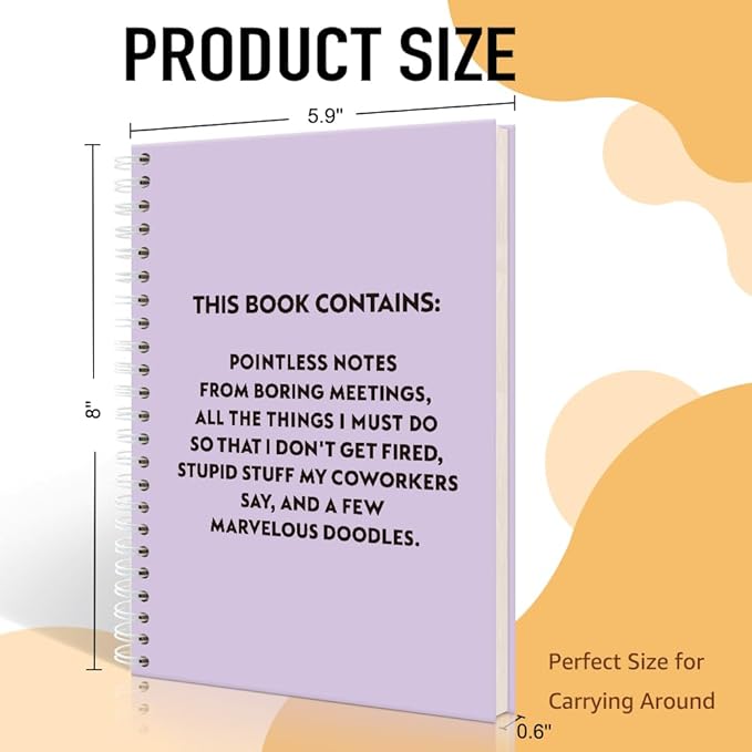 Pointless Notes from Boring Meetings Funny Purple Golden Spiral Notebook, Humorous Office Gifts, Gag Gifts for Coworkers, Funny Office Sarcastic Gifts for Coworkers,Team Members, Employees