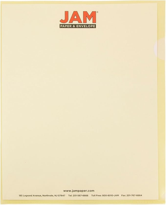 JAM PAPER Plastic Sleeves - Letter Size - 9 x 11 1/2 - Yellow Project Pockets - 12 Page Protectors/Pack