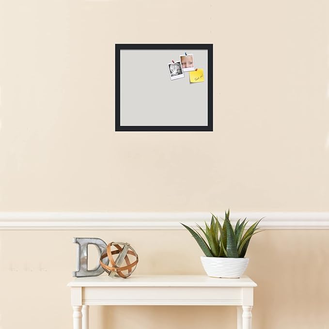 PinPix 16x14 Inch Cork Bulletin Board. This Decorative Framed Pin Board Comes with Light Stone Design and a Satin Black Frame. Ideal for Home Office Decor or Message Board (PinPix-1809)