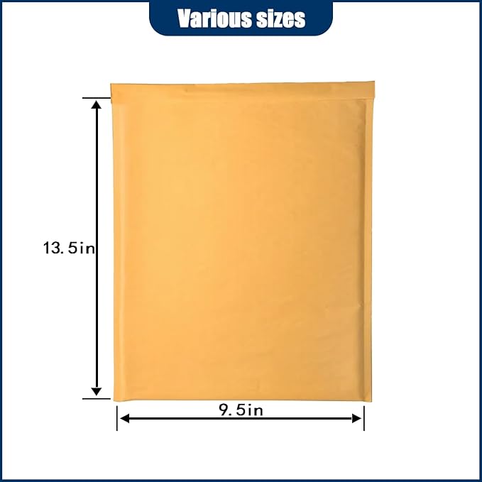 Natural Kraft Bubble Mailer Envelopes, Small Bubble Mailers 9.5x13.5 Inch, 100 Pack Padded Envelopes, Self-Seal Shipping Envelope,Tear-Resistant Mailing Envelope Padded