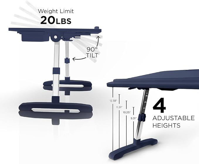 Limitless TotalDesk Portable Workstation and Lap Desk with Adjustable Height & Tilt (Navy)