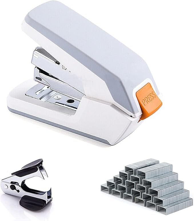Deli Effortless Standard Desktop Stapler, One Finger Touch Stapling, Easy to Load Ergonomic Stapler, 25 Sheet Capacity, Includes 1000 Staples and A Staple Remover