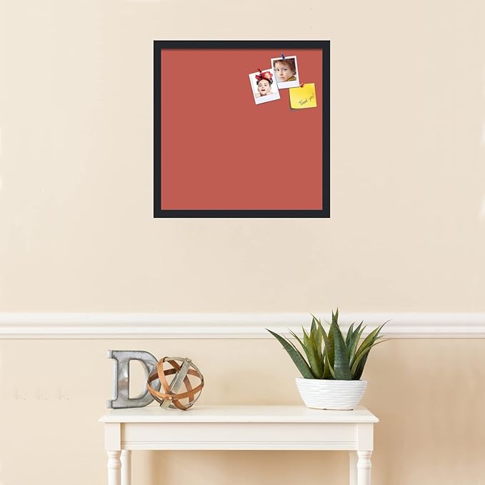 PinPix 20x20 Inch Cork Bulletin Board. This Decorative Framed Pin Board Comes with Crimson Pastel Design and a Satin Black Frame. Ideal for Home Office Decor or Message Board (PinPix-1807)