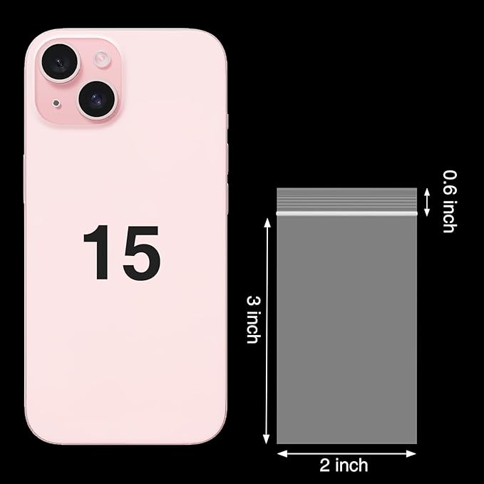 600 Pcs 2''x 3'' Clear Plastic Zip Bags, 2 Mil Thick Resealable Storage Baggies for Jewelry, Pills, Small Items, Travel, Packaging