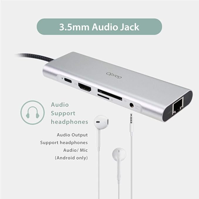 9-in-1 USB C Hub Multiple Adapter, 3 USB 3.0 Ports up to 5Gbps Transfer, 4K@30Hz HDMI, 60W PD, SD/TF Card Reader, 3.5mm Audio Jack & Ethernet, USB-C Hub for MacBook and Other Type-C Devices