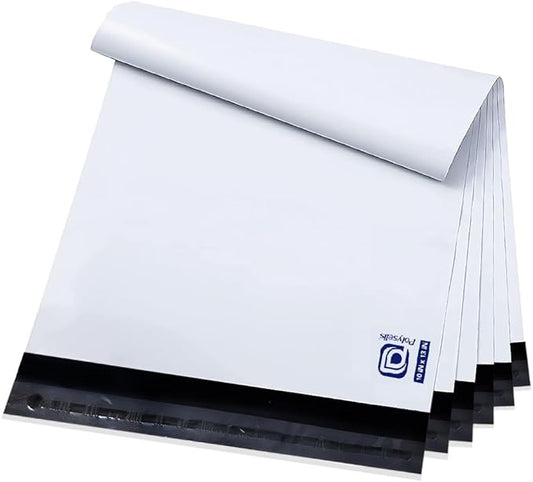 POLYSELLS 100 pcs 10x13 Inch White Poly Mailers Shipping Envelopes, Strong Adhesive Sealing, Waterproof, and Tear-resistant Postal Mailing Bags for Clothing, Books, and Accessories