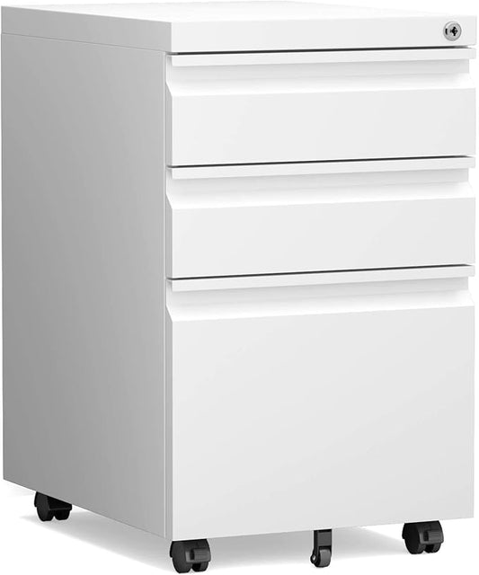 STANI Mobile File Cabinet with Lock Under Desk Metal Filing Legal/Letter File Folders Rolling Cabinet Metal File Cabinets Filing on Wheels with Drawers Assembly Required