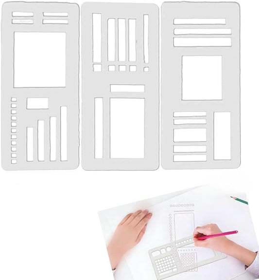 Reusable Flexible Record Template Stencils for Dot Grid Journals, Daily Planning, Journaling, Checklists, Lines, Boxes, Handmade Planner (C)