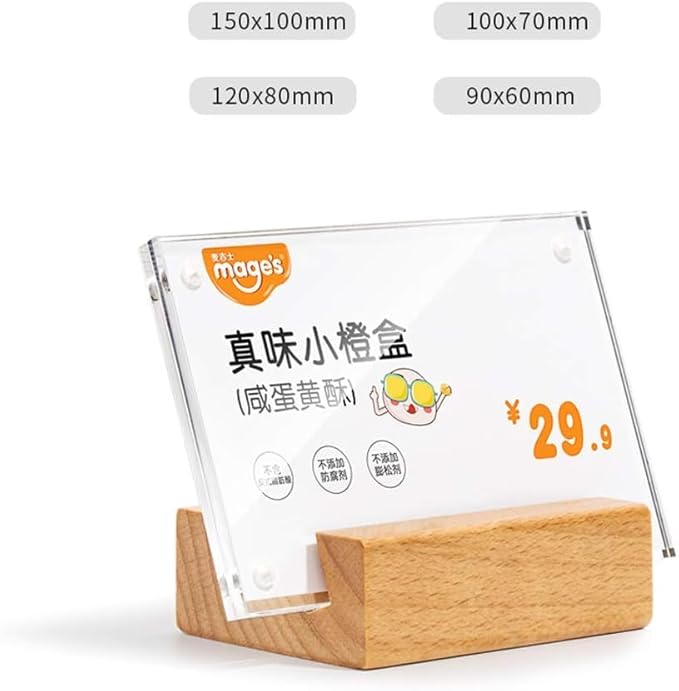 2 Pack Acrylic Label Holder Price Tag Displays Sign Holder Data Card Holder Table Top Sign Stand(100*70mm/3.94x2.76 inches)