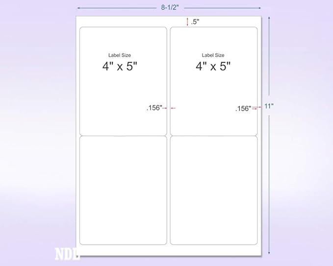 8-1/2 x 11 Neon Color High Light Fluorescent Labels for Laser & Inkjet Printer (Green Fluorescent, 4 x 5-4 Per Page | 100 Labels)