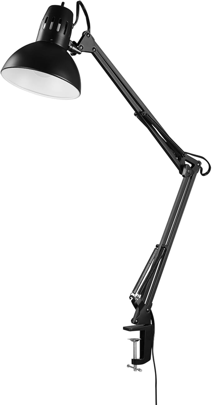 GLOBE Electric 12641 Architect 32" Swing-Arm Clamp-On Lamp, Black Architect, Finish, LED Bulb Included