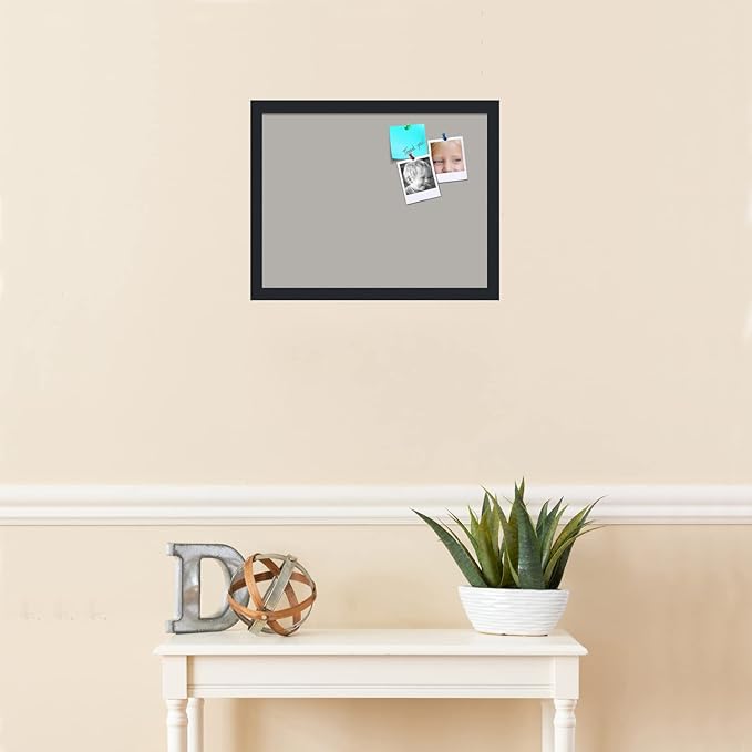 PinPix 18x14 Inch Cork Bulletin Board. This Decorative Framed Pin Board Comes with Dark Stone Design and a Satin Black Frame. Ideal for Home Office Decor or Message Board (PinPix-1808)