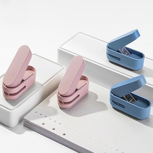 Magnoloran 2 Pack Single Hole Punch, 1/4 inch Mini Small Hole Puncher Heavy Duty Paper Hole Puncher Small Hole Punch One Hole Puncher for Crafts Paper Cards Tags Scrapbook-Blue&Pink