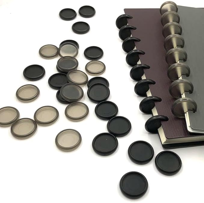 100pcs Discbound Notebook Discs DIY Planner Accessories fits for Tul,Levenger,Arc,Happy Planner,Talia(Black Smoke Black Mixed,1.1inch/28mm)