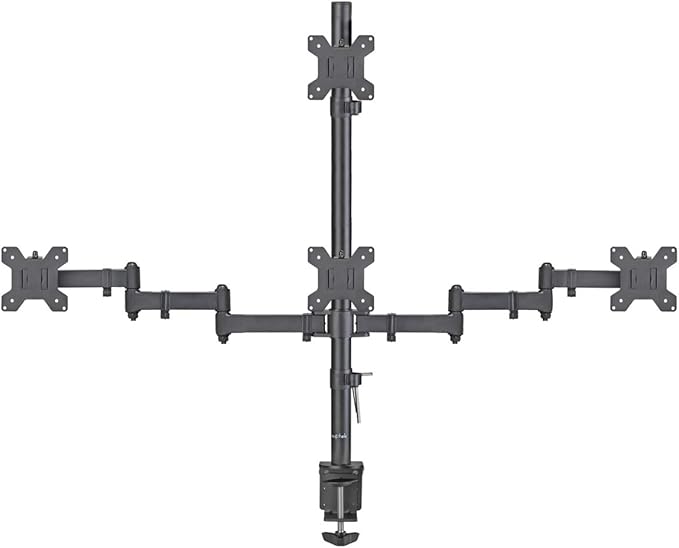 Suptek Quad LED LCD Monitor Stand up Desk Mount Extra Tall 31.5 inch Pole Heavy Duty Fully Adjustable Stand for 4 (3+1) / Four Screens up to 27 inch (MD6864)