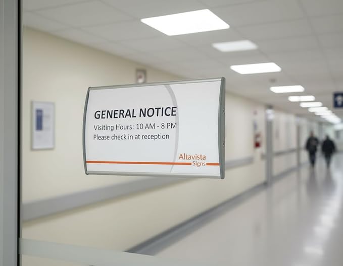 SET OF 3, SIGN HOLDER WALL / DOOR MOUNT NAME PLATE FRAME DISPLAY CURVATURE PLAQUE SILVER ALUMINUM OFFICE 4.00" W x 6.00" H