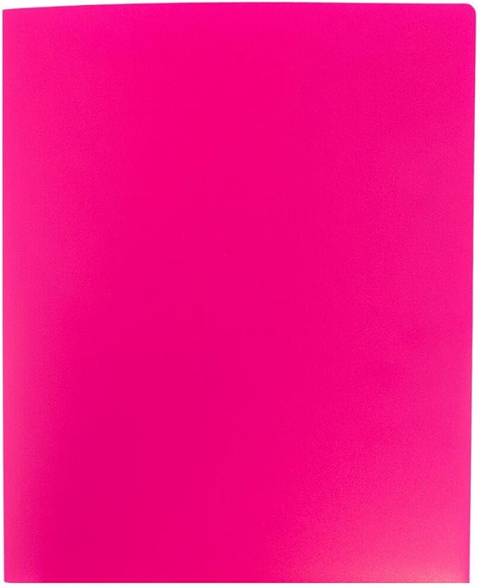 JAM PAPER Heavy Duty Plastic 2 Pocket Extra Tough School Folders - Fuchsia Hot Pink - Bulk 48/Pack