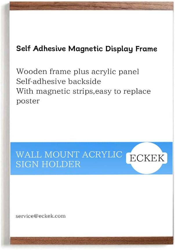 Wall Mount Acrylic Sign Holder Self Adhesive Magnetic Display Frame Clear Document Frame for Office, Store, School, Home, Wall Picture Frame (Vertical A4 210×297mm/8.27×11.69inches)